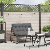 vidaXL Tuinmeubelen met kussen Zwart 110 x 80 x 71 cm Metaal