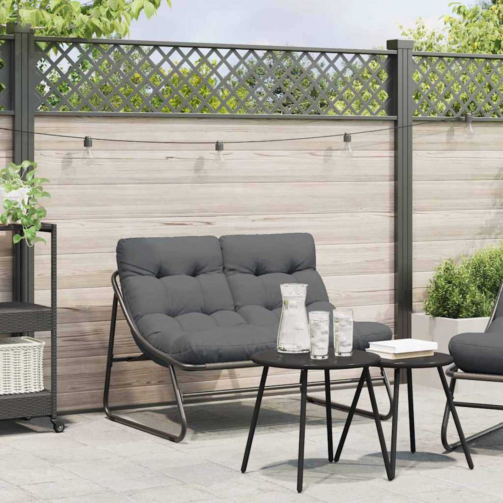 vidaXL Tuinmeubelen met kussen Zwart 110 x 80 x 71 cm Metaal