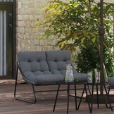 vidaXL Tuinmeubelen met kussen Zwart 110 x 80 x 71 cm Metaal