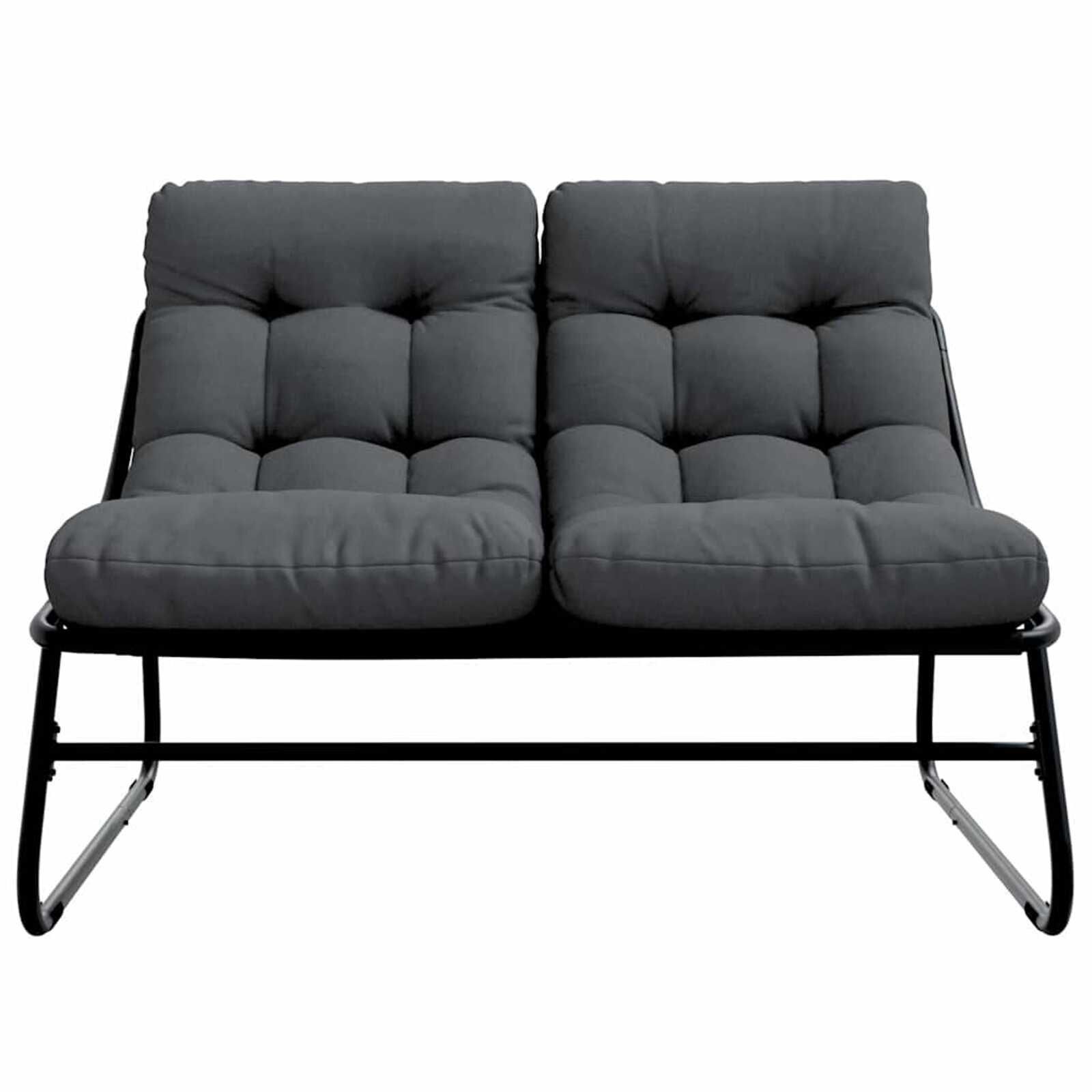 vidaXL Tuinmeubelen met kussen Zwart 110 x 80 x 71 cm Metaal