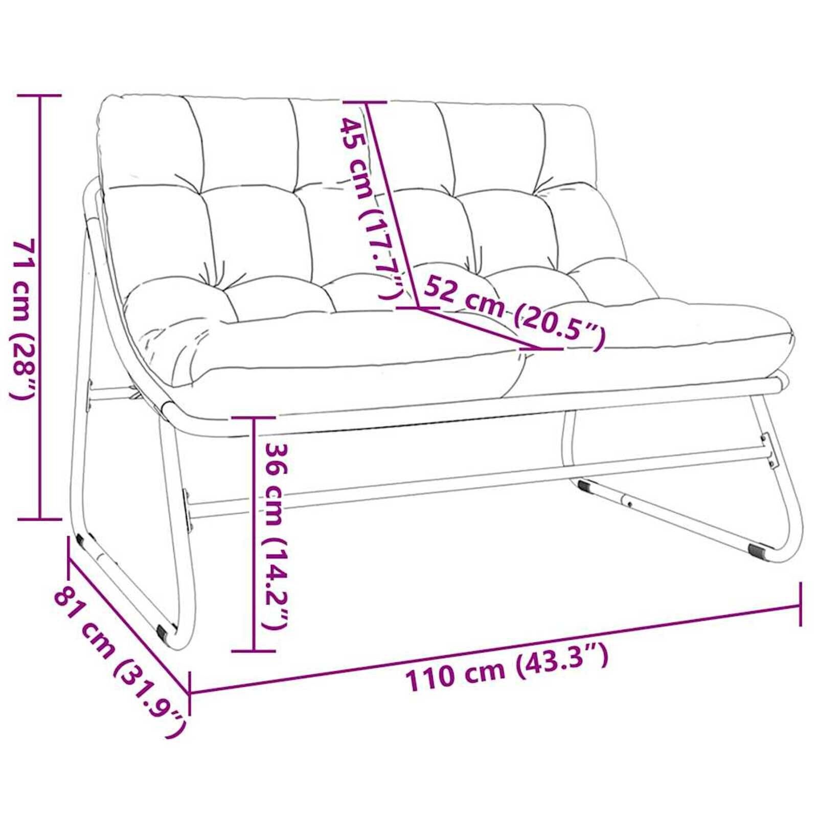 vidaXL Tuinmeubelen met kussen Zwart 110 x 80 x 71 cm Metaal