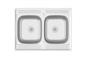 RVS Dubbele Gootsteen met Afdruiprek 800x600mm - 35% Korting!