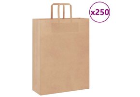 VidaXL Kraft Papieren Zakken 250 stuks met Hengsels - 32x12x42 cm Bruin (34% Korting)