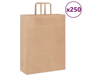 vidaXL Papieren kraftzakken 250 st met hengsels 32x12x42 cm bruin