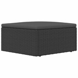 vidaXL Voetensteun met kussen poly rattan zwart