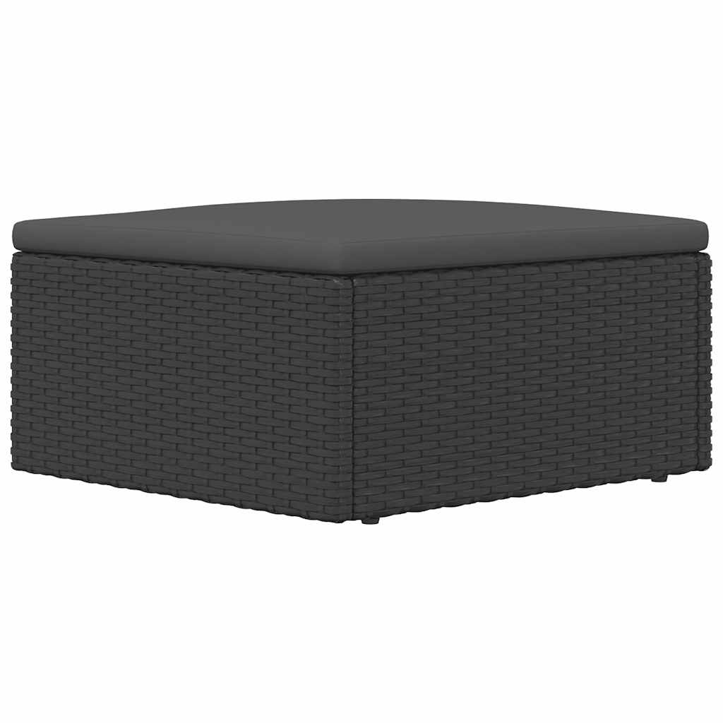vidaXL Voetensteun met kussen poly rattan zwart