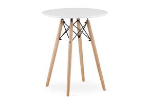 Ronde Eettafel Wit Ø 60 cm - MDF & Beuken - 36% Korting