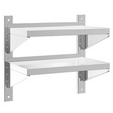 vidaXL Wandschap 2-laags 50x30x48 cm roestvrijstaal zilverkleurig