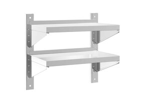 vidaXL Wandschap 2-laags 50x30x48 cm Roestvrijstaal Zilverkleurig - 34% Korting