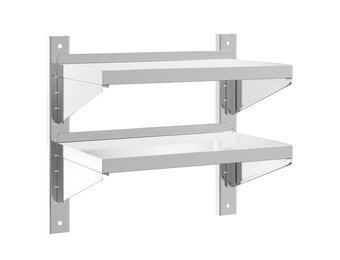 vidaXL Wandschap 2-laags 50x30x48 cm roestvrijstaal zilverkleurig