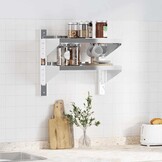 vidaXL Wandschap 2-laags 50x30x48 cm roestvrijstaal zilverkleurig