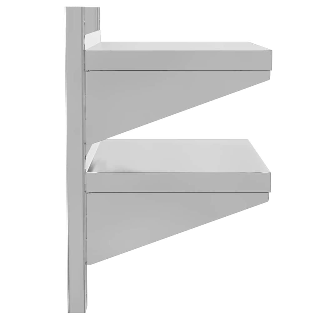 vidaXL Wandschap 2-laags 50x30x48 cm roestvrijstaal zilverkleurig
