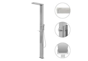 RVS Vierkante Buitendouche met Regendouche & Handdouche - 35% Korting