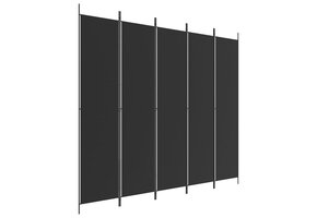 Kamerscherm 5-delig Zwart 250x220 cm - 34% Korting