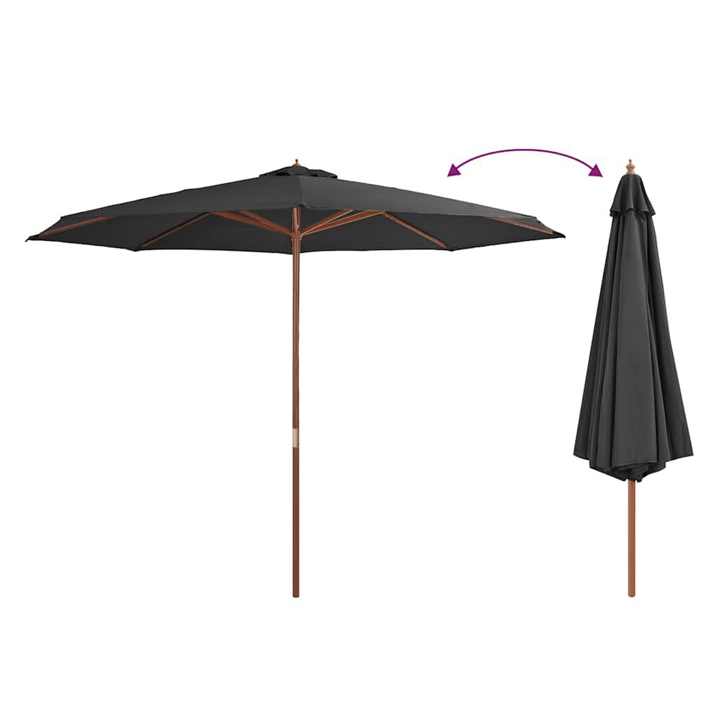 vidaXL Parasol met houten paal 350 cm antraciet