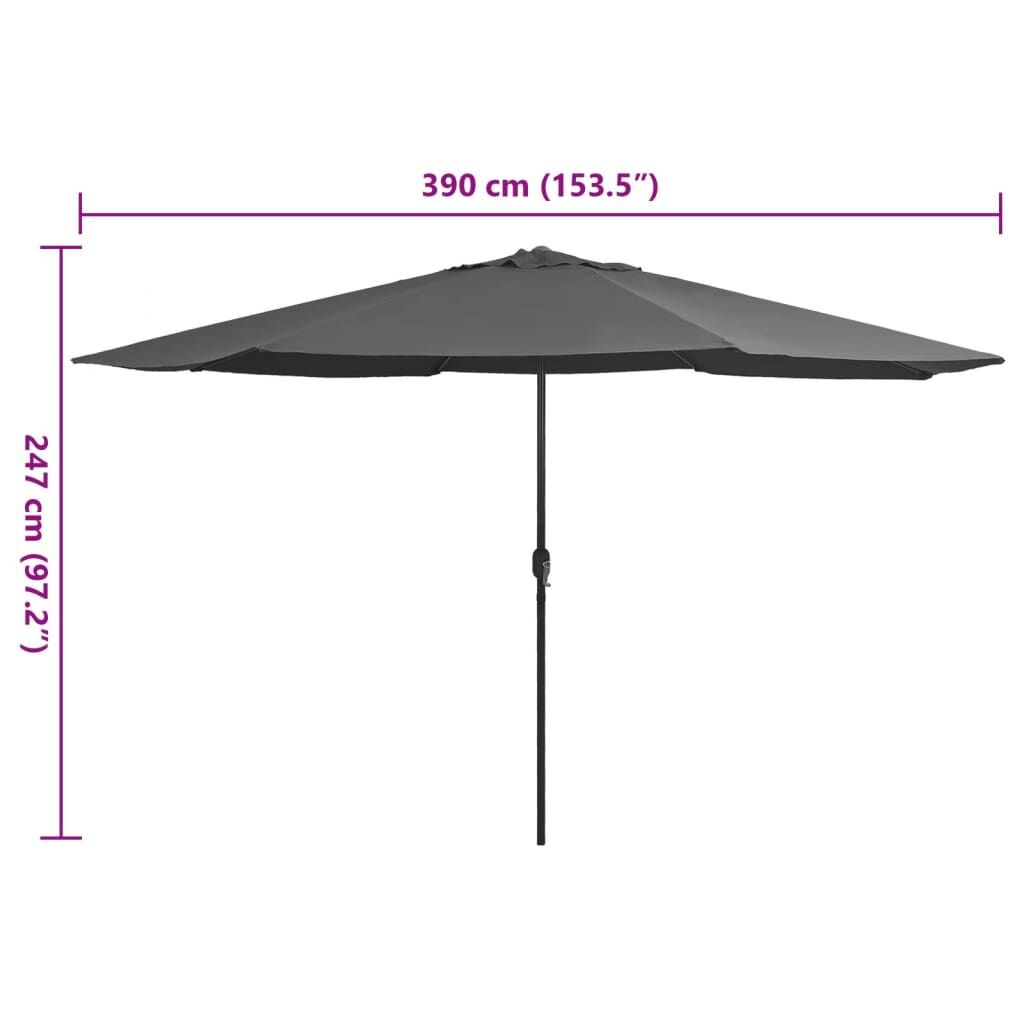 vidaXL Parasol met metalen paal 390 cm antracietkleurig