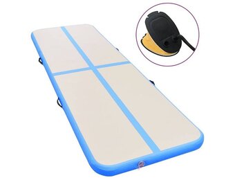 vidaXL Gymnastiekmat met pomp opblaasbaar 500x100x10 cm PVC blauw