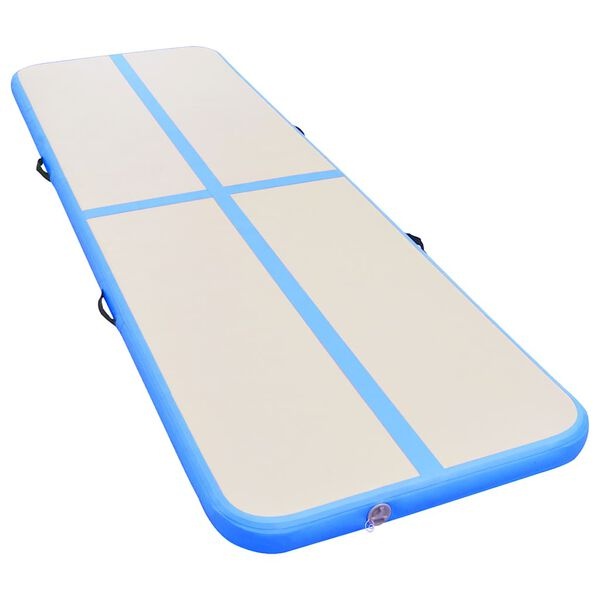 vidaXL Gymnastiekmat met pomp opblaasbaar 500x100x10 cm PVC blauw