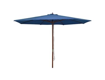vidaXL Parasol met houten paal 350 cm blauw