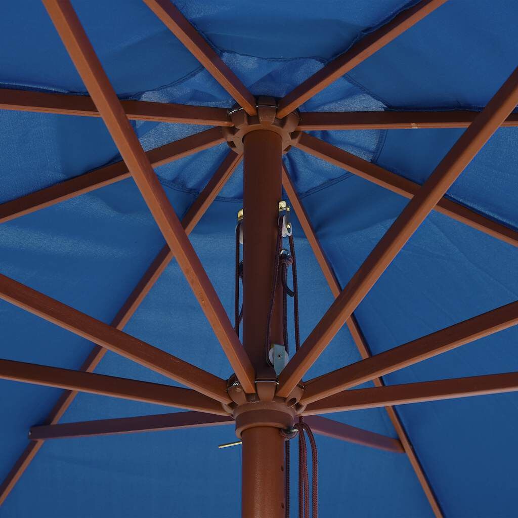 vidaXL Parasol met houten paal 350 cm blauw