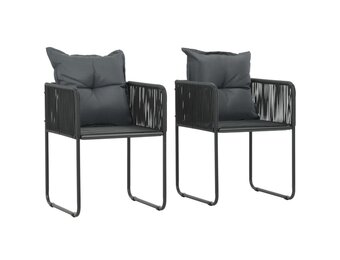 vidaXL Tuinstoelen 2 st met kussens poly rattan zwart