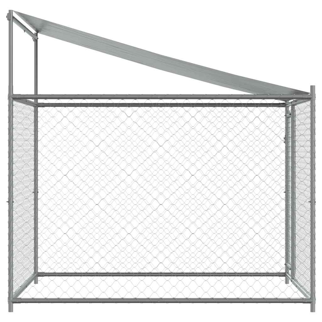 vidaXL Hondenhok met dak en deur 2x2x2 m gegalvaniseerd staal grijs
