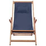 vidaXL Strandstoel inklapbaar stof en houten frame blauw