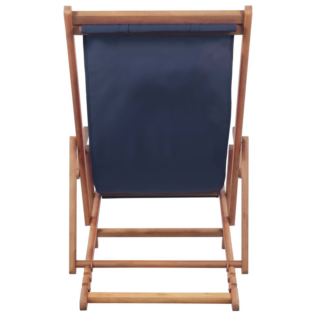 vidaXL Strandstoel inklapbaar stof en houten frame blauw
