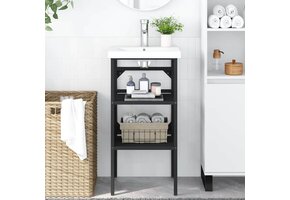 vidaXL Wastafelframe Zwart - 40x38x83 cm - 54% Korting