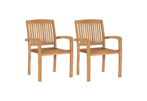VidaXL Stapelbare Tuinstoelen 2 stuks, Massief Teakhout - 60% Korting