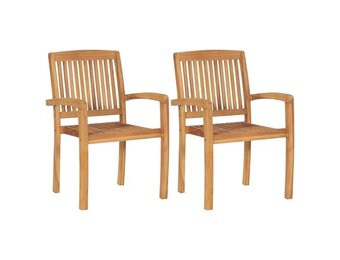vidaXL Tuinstoelen stapelbaar 2 st massief teakhout