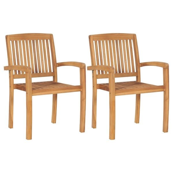 vidaXL Tuinstoelen stapelbaar 2 st massief teakhout