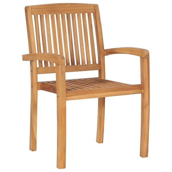 vidaXL Tuinstoelen stapelbaar 2 st massief teakhout