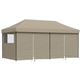 vidaXL Partytent inklapbaar pop-up met 4 zijwanden taupe