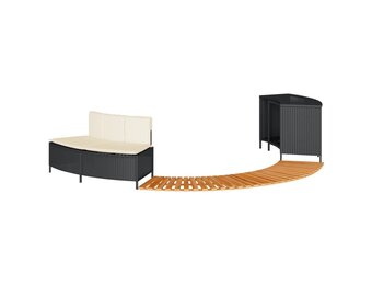 vidaXL Hottub-ombouw poly rattan en massief acaciahout zwart