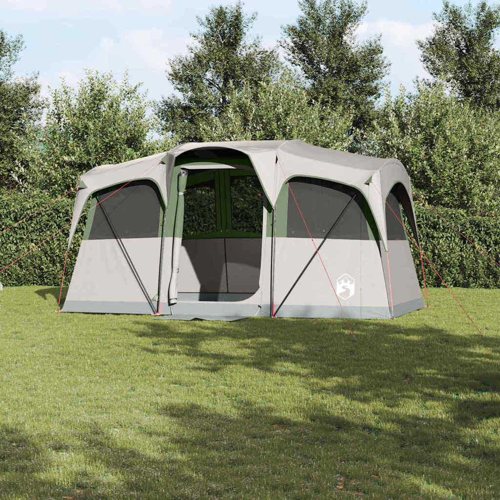 vidaXL Gezinstent 435 x 255 x 216 cm Polyester en staal Wit en Groen