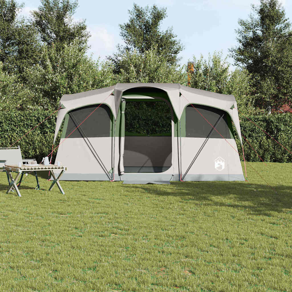 vidaXL Gezinstent 435 x 255 x 216 cm Polyester en staal Wit en Groen