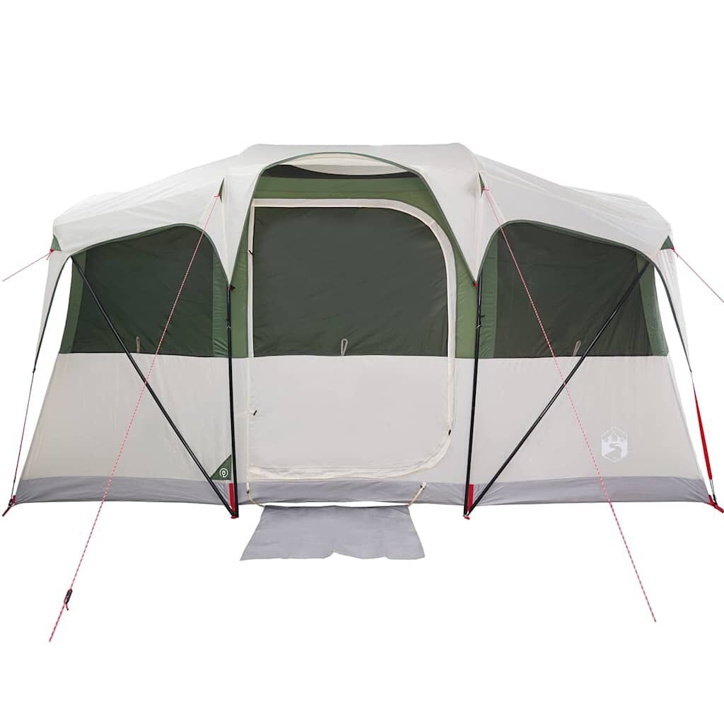 vidaXL Gezinstent 435 x 255 x 216 cm Polyester en staal Wit en Groen