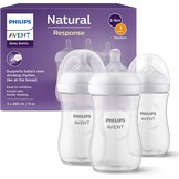 Philips Avent Natural Response Baby Bottle - 3 x 260ml Baby Milk Bottle for Newborns and Up, BPA Free, 1+ Months (Model SCY903/03) - Maat 1 count (Pack of 3)