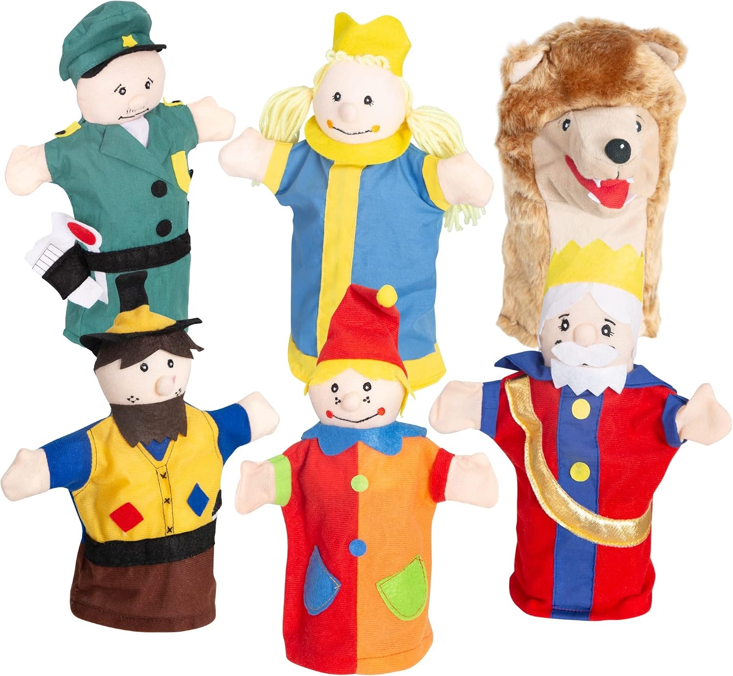 roba Kasperlefiguren van stof, handpoppenset 6-voudig, kinderpoppen voor poppentheater en rollenspel