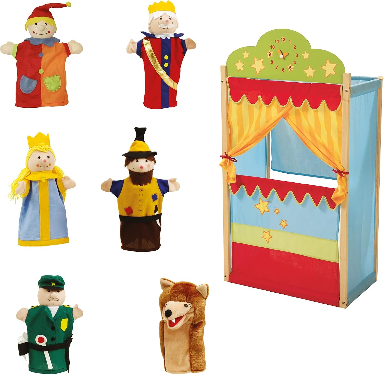 roba Kasperlefiguren van stof, handpoppenset 6-voudig, kinderpoppen voor poppentheater en rollenspel
