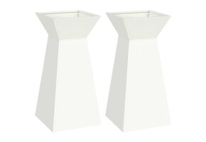 vidaXL Pilaar Plantenbak 2 st Wit 35x35x73 cm Koudgewalst Staal - 34% Korting