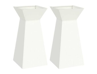 vidaXL Pilaar Plantenbak 2 st Wit 35 x 35 x 73 cm Koudgewalst staal