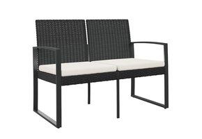 VidaXL Tuinbank 2-zits met kussens, Zwart Polypropeen Rattan - 54% Korting