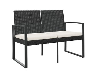 vidaXL Tuinbank 2-zits met kussens polypropeen rattan zwart