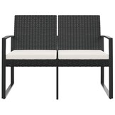 vidaXL Tuinbank 2-zits met kussens polypropeen rattan zwart