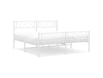 vidaXL Bedframe met hoofd- en voeteneinde metaal wit 120x200 cm