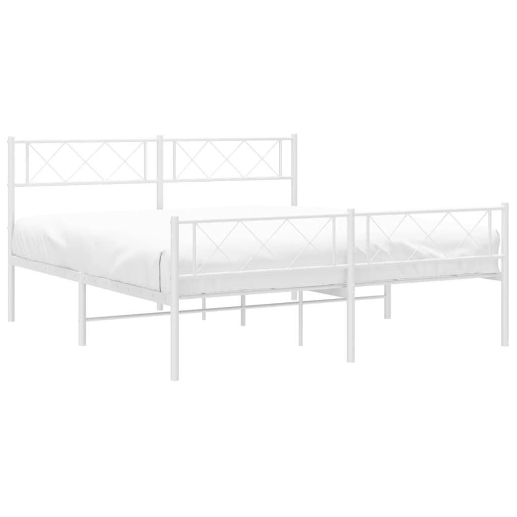 vidaXL Bedframe met hoofd- en voeteneinde metaal wit 120x200 cm
