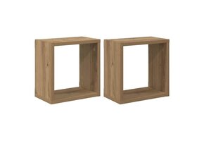 vidaXL Wandschappen 2 stuks Artisan Eiken Bewerkt Hout - 33% Korting