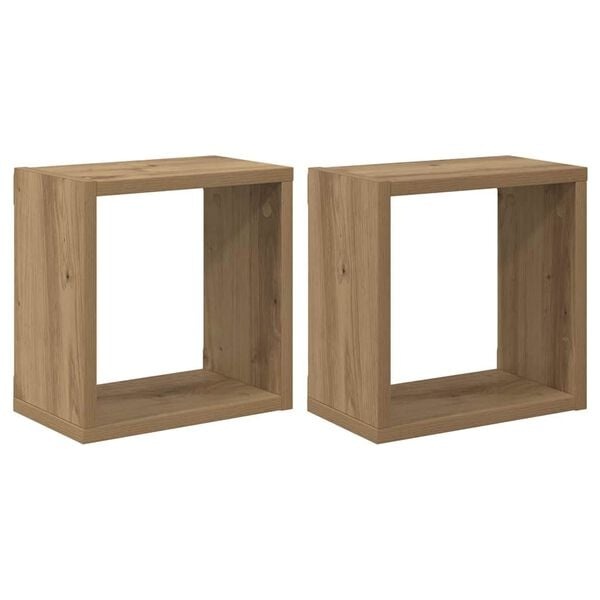 vidaXL Wandschappen 2 st Artisan Eiken Bewerkt hout